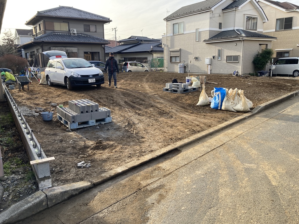 水戸市見川3丁目　土地97坪　建物解体・ブロック工事完了、販売開始